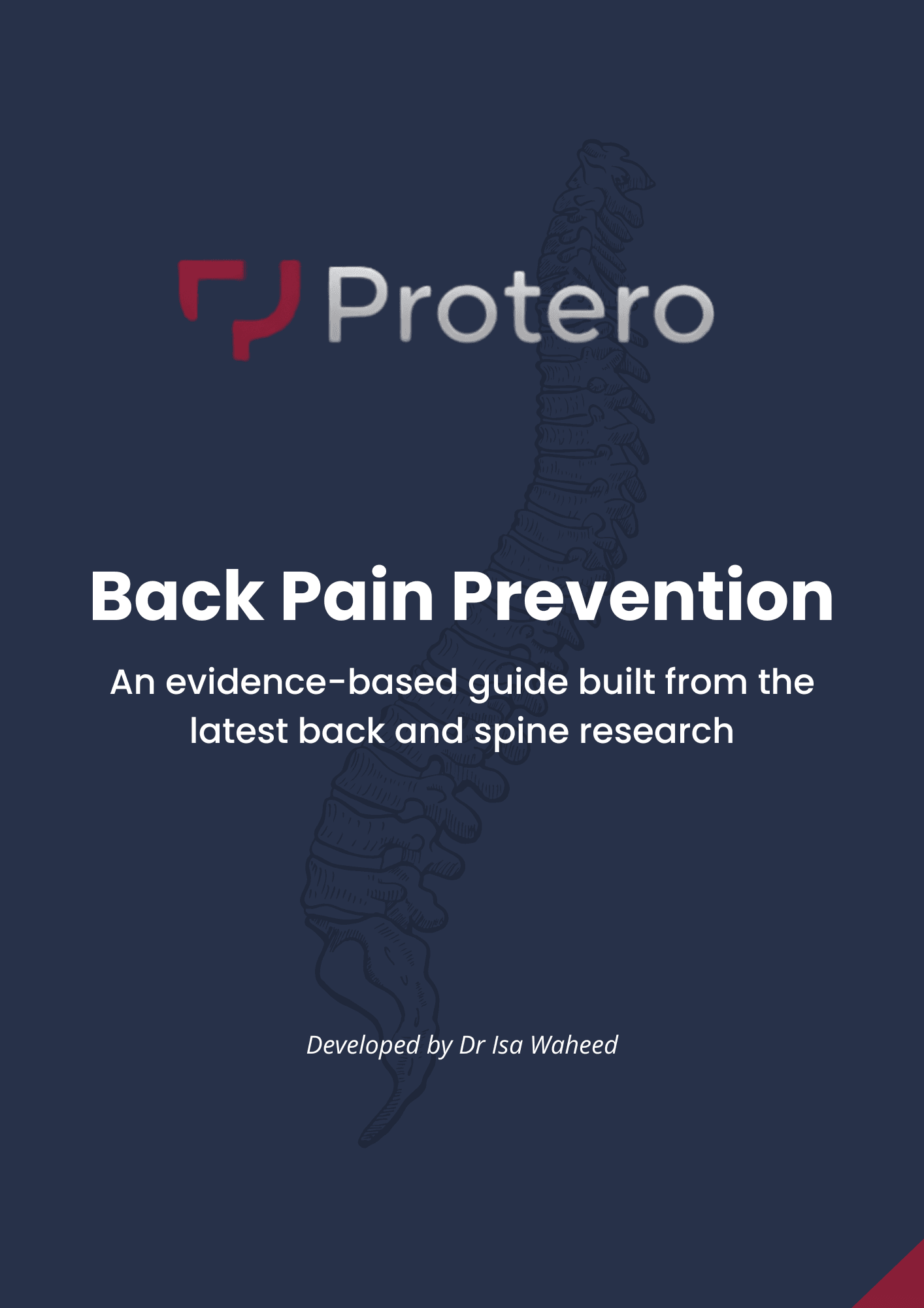 Protero Back Pain Prevention guide cover